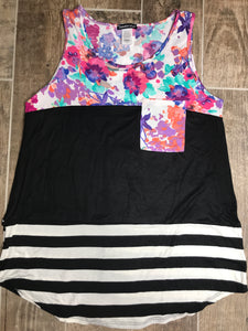 Striped beauty colorblock swing tank- FINAL SALE