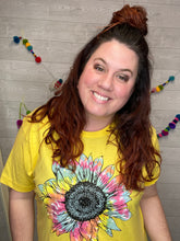 Load image into Gallery viewer, Yellow tie dye sunflower graphic tee
