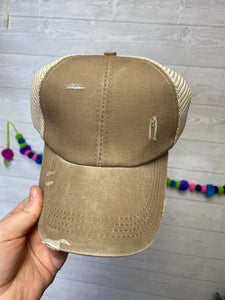 Distressed Mesh criss-cross back hat