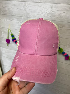 Distressed Mesh criss-cross back hat