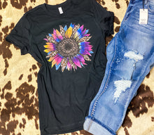 Load image into Gallery viewer, BLACK leopard sunflower graphic tee
