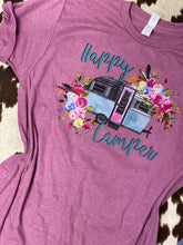 Load image into Gallery viewer, Happy Camper with flowers graphic tee
