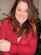 Load image into Gallery viewer, LOVELY in red stitched up lace up sweater
