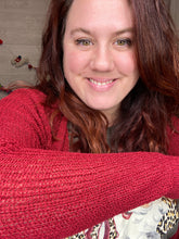 Load image into Gallery viewer, LOVELY in red stitched up lace up sweater
