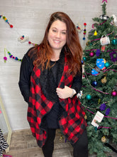 Load image into Gallery viewer, Red and black checkered plaid vest overlay- REG ONLY
