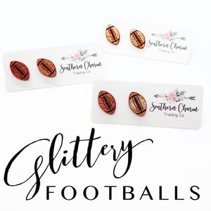 GLITTERY football acrylic stud earrings