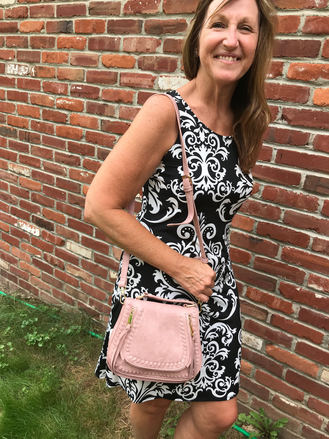 WHOA NELLY saddlebag crossbody in blush- FINAL SALE