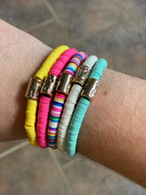 Load image into Gallery viewer, 5-pack rainbow summer stretch bracelets
