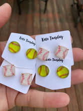 Load image into Gallery viewer, 12mm BASEBALL and SOFTBALL stud earrings (TWO OPTIONS!)
