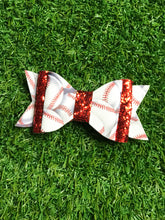 Load image into Gallery viewer, RED SPARKLE baseball clip in bow
