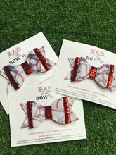 Load image into Gallery viewer, RED SPARKLE baseball clip in bow

