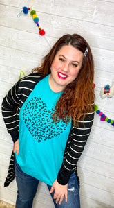 Teal Cheetah Heart graphic tee