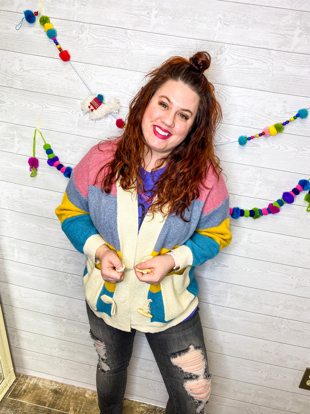 Sunrise Colorblock Boxy Cardi