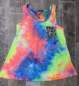 the FIERCE rainbow tie dye tank- FINAL SALE