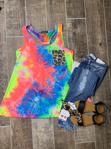 the FIERCE rainbow tie dye tank- FINAL SALE