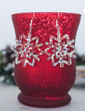 Load image into Gallery viewer, Fairy Dust Glitter Snowflake Cutout Dangles
