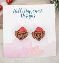 Load image into Gallery viewer, Santa Hat Wood Stud earrings
