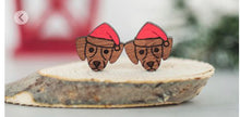 Load image into Gallery viewer, Santa Hat Wood Stud earrings
