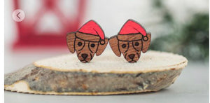 Santa Hat Wood Stud earrings