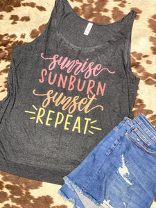 Sunrise, Sunburn, Sunset- repeat slouch tank