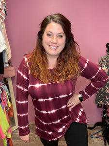 Maroon tie dye knot tee