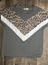 Load image into Gallery viewer, the LEAH animal print stripe tee
