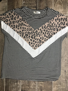 the LEAH animal print stripe tee