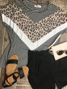 the LEAH animal print stripe tee