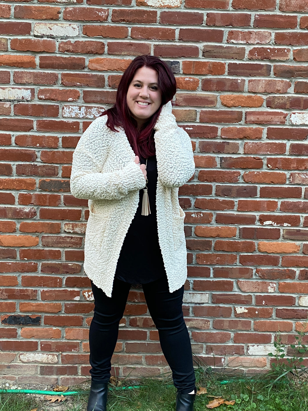 Cream Popcorn cardi - PLUS ONLY