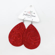 Load image into Gallery viewer, 2.5&quot; Embossed Suede Teardrop Earrings
