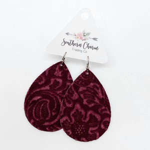 2.5" Embossed Suede Teardrop Earrings