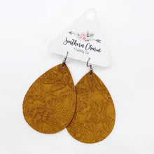 Load image into Gallery viewer, 2.5&quot; Embossed Suede Teardrop Earrings
