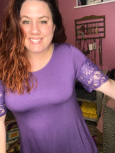 Load image into Gallery viewer, Purple Dream Lace flutter sleeve top
