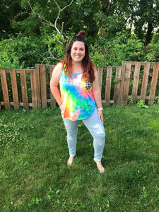 the FIERCE rainbow tie dye tank- FINAL SALE