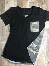 Load image into Gallery viewer, Camo SURPRISE! pocket tee
