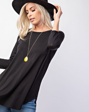 Load image into Gallery viewer, Stella 3/4 sleeve high/low top in black
