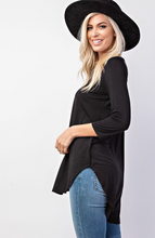 Load image into Gallery viewer, Stella 3/4 sleeve high/low top in black
