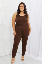 Load image into Gallery viewer, Capella Comfy Casual Full Size Solid Elastic Waistband Jumpsuit in Chocolate
