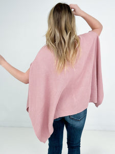 Batwing Sleeve Knit Sweater With Kangaroo Pocket