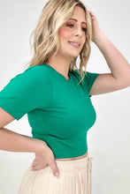 Load image into Gallery viewer, Zenana Cotton Short Sleeve Roud Neck Cropped Top
