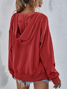 Dropped Shoulder Slit Hoodie  ** 5-10 BUSINESS DAY SHIPPING!**