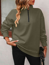 Load image into Gallery viewer, Mandy Zip-Up Dropped Shoulder Sweatshirt  ** 5-10 business day shipping! **
