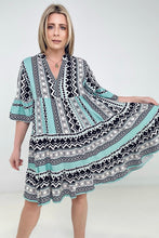 Load image into Gallery viewer, Easel &quot;Reva&quot; Bell Sleeve Boho Print Dress
