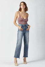 Load image into Gallery viewer, RISEN High Waist Raw Hem Straight Jeans
