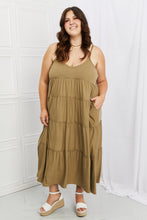 Load image into Gallery viewer, Zenana Full Size Spaghetti Strap Tiered Dress with Pockets in Khaki
