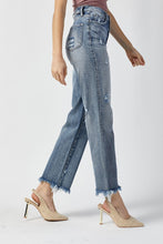 Load image into Gallery viewer, RISEN High Waist Raw Hem Straight Jeans
