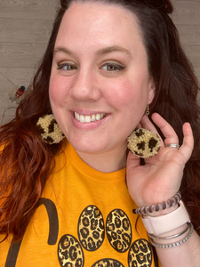 Natural animal pom pom earrings