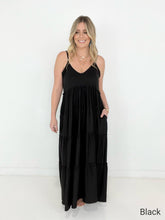 Load image into Gallery viewer, New Colors - Zenana V-Neck Cami Maxi Tiered Dress with Side Pockets
