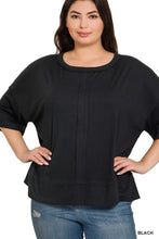 Load image into Gallery viewer, Zenana Ribbed Boat Neck Dolman Sleeve Top W Front Seam
