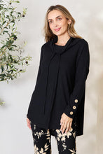 Load image into Gallery viewer, Jade By Jane Full Size Drawstring Cowl Neck Long Sleeve Blouse
